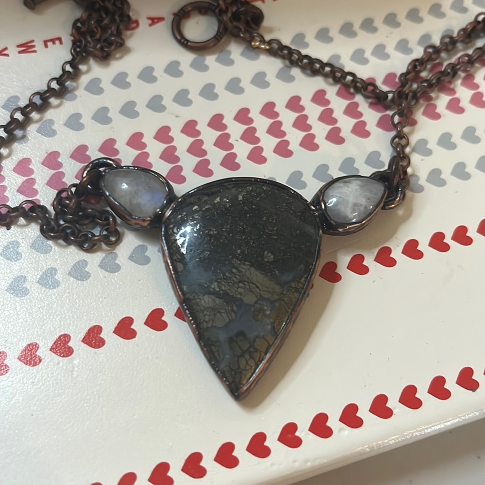 Marcasite Electroformed necklace with moonstone accents